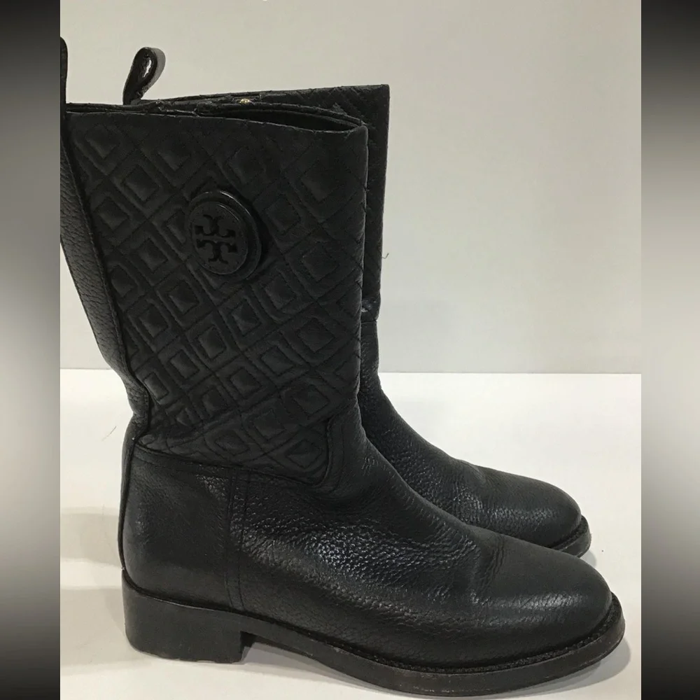 Tory Burch Black Quilted Leather Women's Boots Size 6.5M
